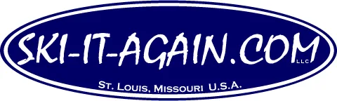 bue and white oval; company logo for Ski-It-Again